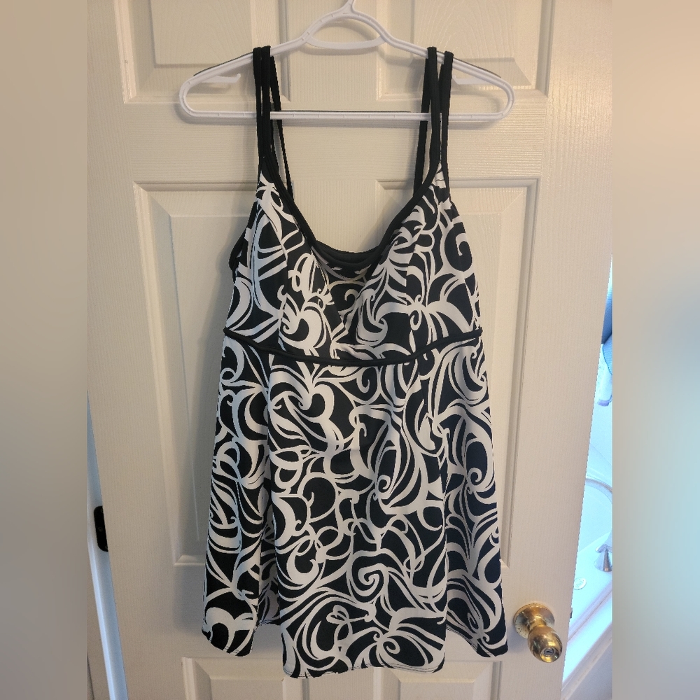 Black Swirl Swim Dress